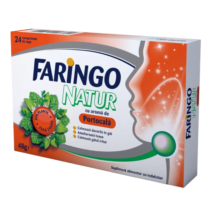 Faringo Natur cu aroma de portocale, 24 comprimate, Terapia — preț și oferte
