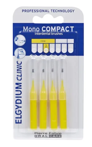 Elgydium Periuță Interdentară MonoCompact Galbenă, 4 Bucăți