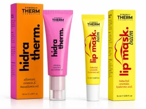 Cremă pentru Față și Decolteu Hidra Therm, 50 ml + Balsam-Mască pentru Buze Lip Mask, 15 ml, Synergy Therm