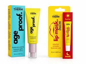 Cremă de Față Antirid Age Proof, 50 ml + Balsam-Mască pentru Buze Lip Mask, 15 ml, Synergy Therm
