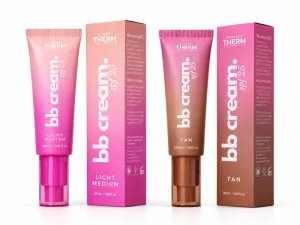 Cremă de Față Colorantă BB Cream Light Medium SPF 25, 50 ml + Cremă de Față Colorantă BB Cream Tan SPF 25, 50 ml, Synergy Therm