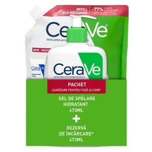 Cerave Pachet Gel de spalare hidratant 473 ml + Rezerva Gel de spalare hidratant 473 ml