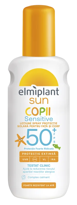 Lotiune pentru copii cu protectie solara SPF50+ Sensitive Sun, 200ml, Elmiplant