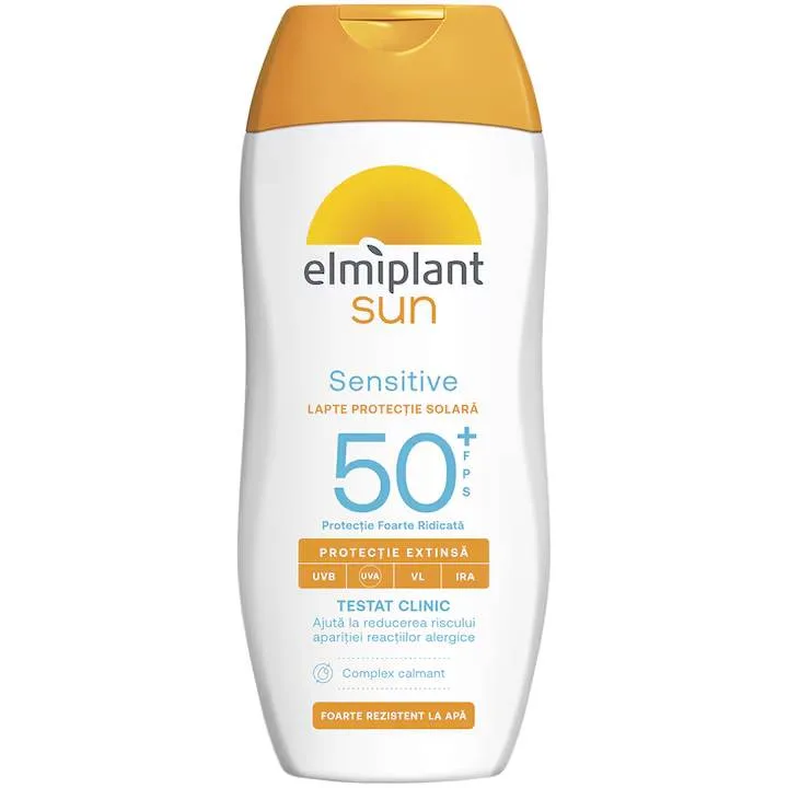 Lapte cu protectie solara Sensitive SPF50+ Sun, 200ml, Elmiplant — preț și oferte
