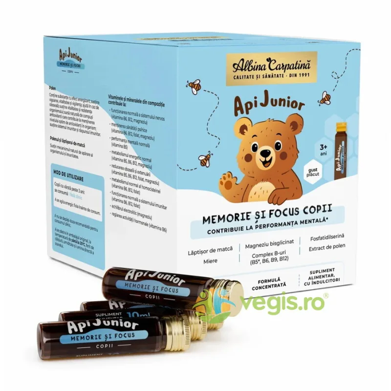 ApiJunior Memorie si Focus pentru Copii 30 fiole Albina Carpatina — preț și oferte
