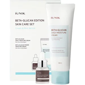 Set de îngrijire a tenului IUNIK Beta Glucan Edition, Cremă hidratantă 60 ml + Ser mini 15 ml