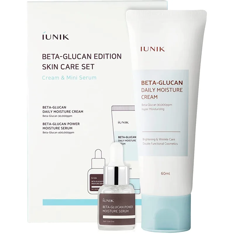 Set de îngrijire a tenului IUNIK Beta Glucan Edition, Cremă hidratantă 60 ml + Ser mini 15 ml — preț și oferte