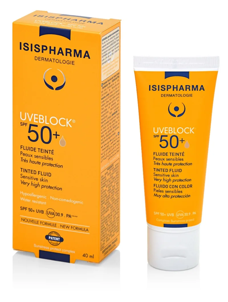 Fluid nuantator Tinted Fluid SPF50+UVEBLOCK, 40ml, Isis Pharma — preț și oferte
