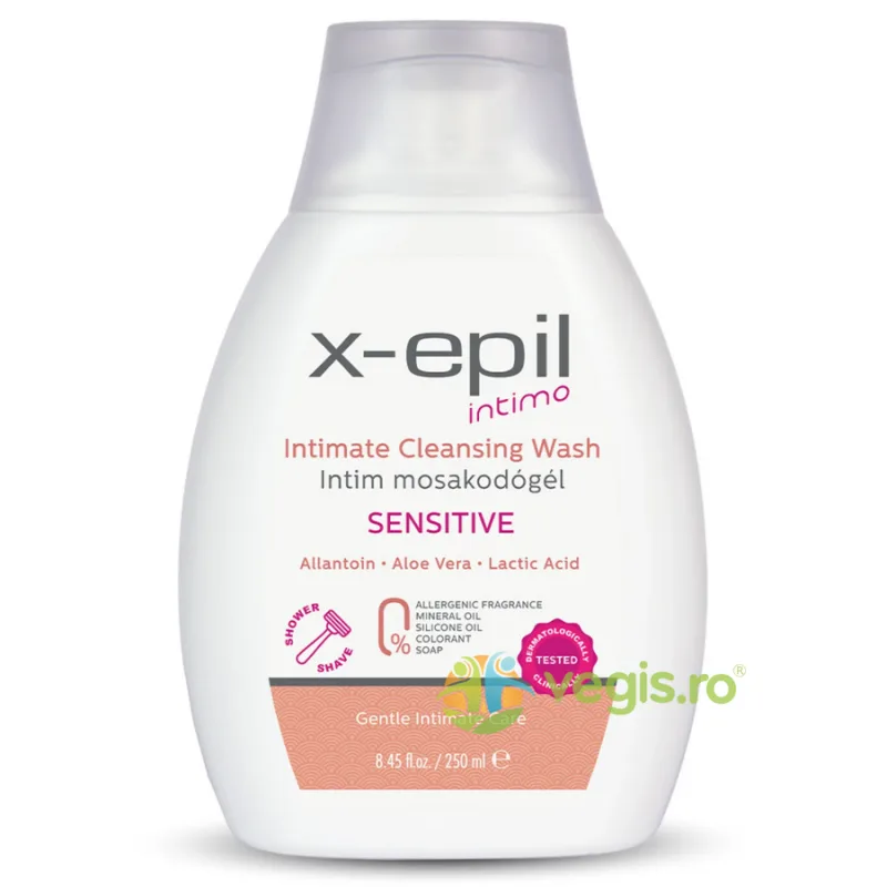Gel pentru Igiena Intima pentru Piele Sensibila cu Alantoina, Aloe Vera si Acid Lactic 250ml X-EPIL — preț și oferte