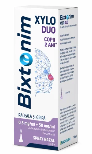 Bixtonim Xylo Duo 0,5 mg/ml + 50 mg/ml Spray Nazal, Soluție, 10 ml, Biofarm