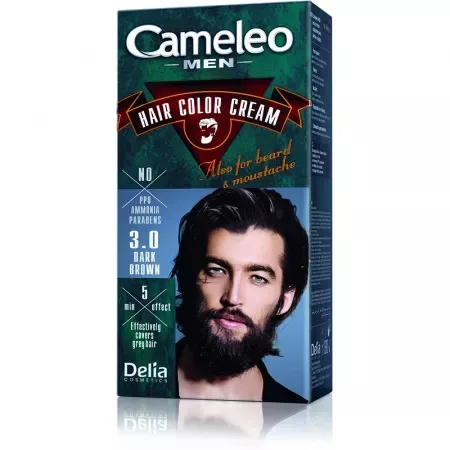Vopsea de par pentru barbati Cameleo 3.0 Dark Brown, 60ml, Delia Cosmetics — preț și oferte