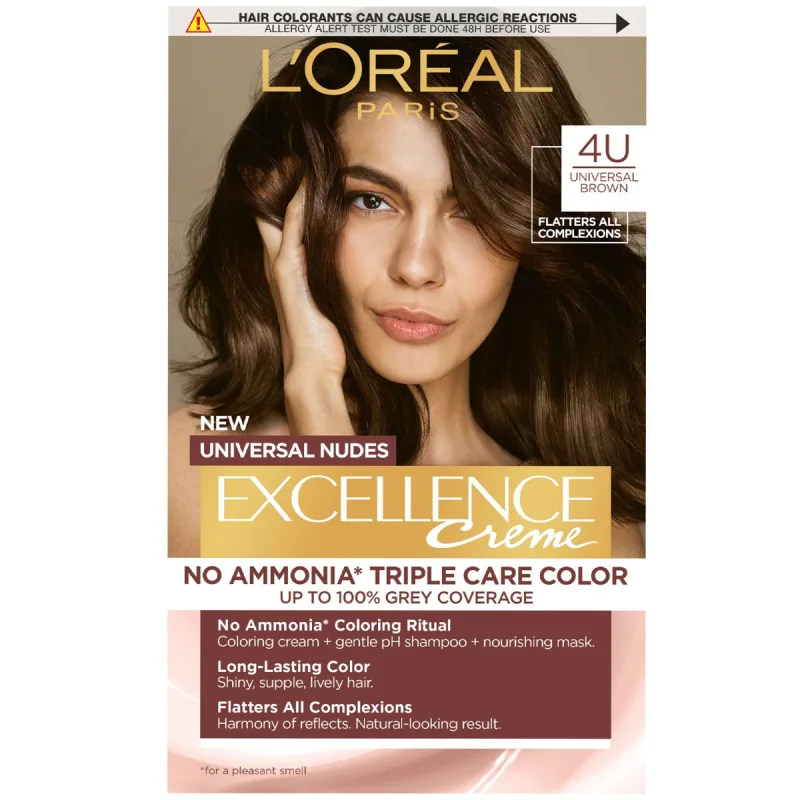 Vopsea de par permanenta fara amoniac 4U Universal Nudes Brown, 192ml, L'Oreal Paris — preț și oferte
