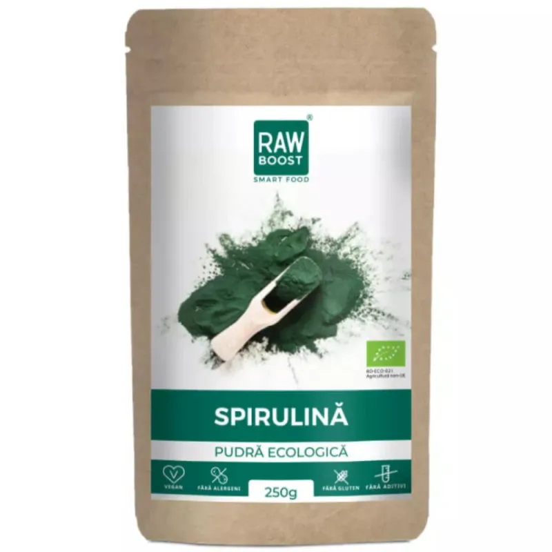 Spirulina ecologica pudra, 250g, Rawboost — preț și oferte