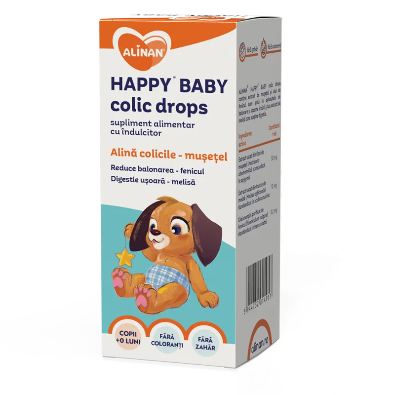 Happy Baby colic drops Alinan + 0 luni, 50ml, Fiterman — preț și oferte