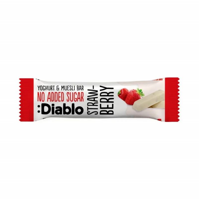 Baton fara zahar de cereale si capsuni cu invelis de iaurt, 30g, Diablo — preț și oferte