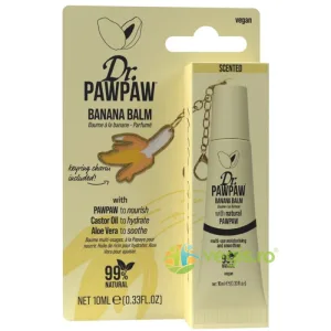 Balsam de Buze Multifunctional cu Extract de Papaya, Ulei de Ricin si Aloe Vera cu Breloc Banana 10ml