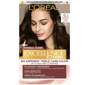 Vopsea de par permanenta fara amoniac Excellence 3U Universal Nudes Dark Brown, 192ml, L'Oreal Paris