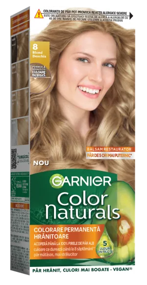 Vopsea de par permanenta Color Naturals 8 Blond Deschis, 112ml, Garnier
