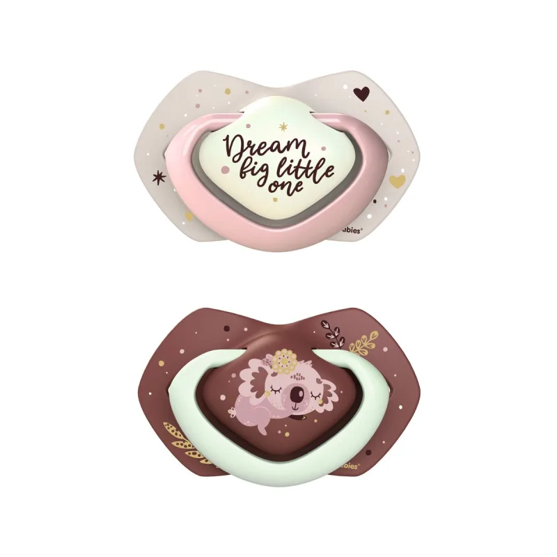 Suzeta simetrica fosforescenta din silicon 22/659 Pin Sleepy Koala 6-18 luni, 2 bucati, Canpol babies — preț și oferte
