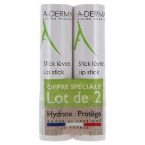ADERMA Stick de buze hidratant, 2 x 4 g - pentru buze uscate si iritate
