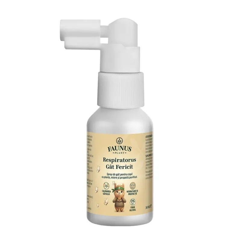 Faunus Plant Respiratorus Gât Fericit, spray de gât pentru copii cu propolis și miere, 30 ml — preț și oferte