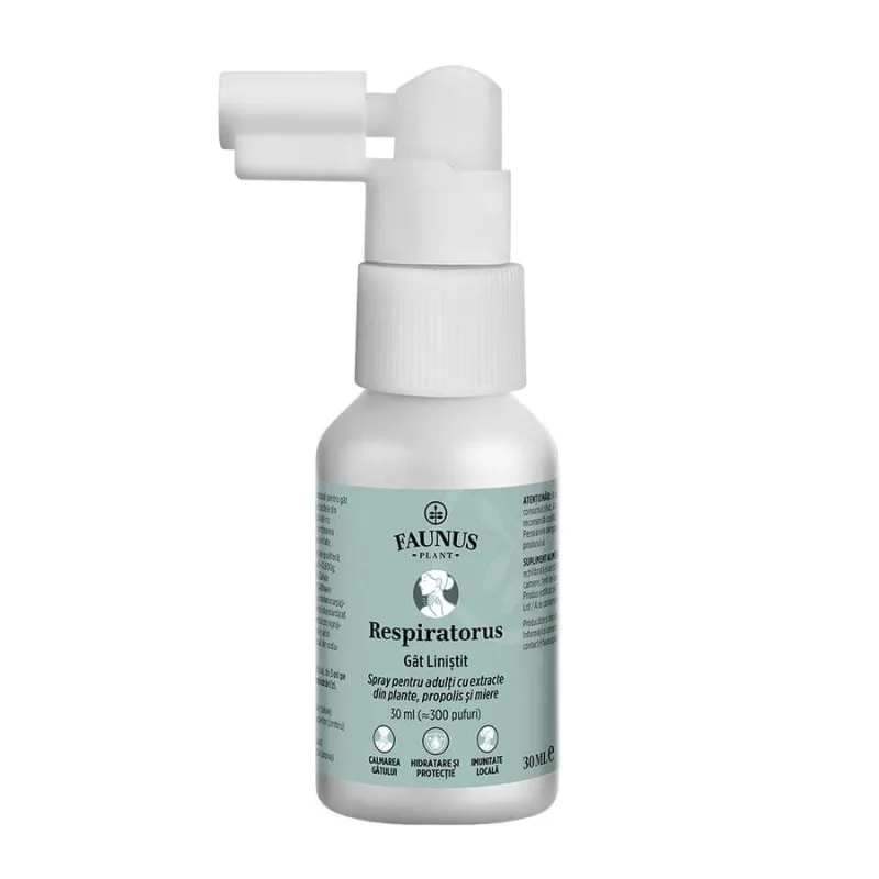 Faunus Respiratorus Gât Liniștit, spray de gât pentru adulți cu propolis și miere, 30 ml FAUNUS PLANT — preț și oferte