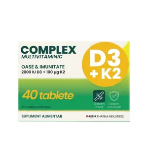 Complex Multivitaminic D3+K2, 40 tablete