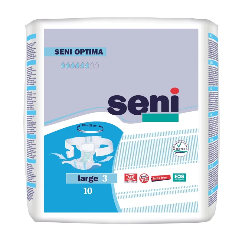 Scutece ajustabile Optima Large, 10 bucati, Seni — preț și oferte