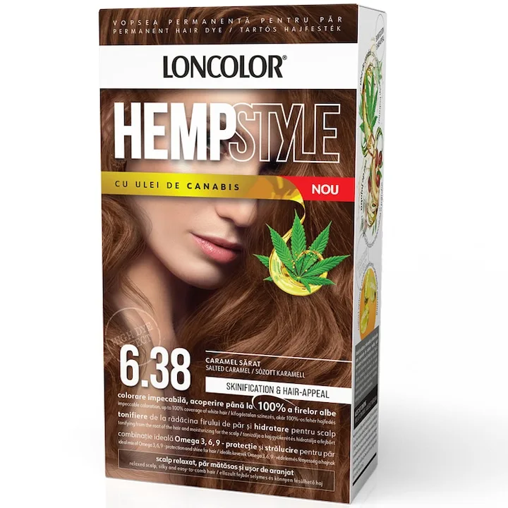 Vopsea de par permanenta HempStyle Nr. 6.38, 110ml, Loncolor — preț și oferte