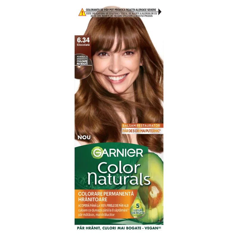 Vopsea de par permanenta Color Naturals 6.34 Ciocolata, 112ml, Garnier — preț și oferte