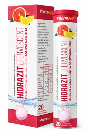 Hidrazit Electroliți Adulți cu Ashwagandha, 20 Comprimate Efervescente, PharmA-Z