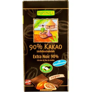 Ciocolată Eco Amăruie cu 90% Cacao și Zahăr din Flori de Cocos, 80 g, Rapunzel