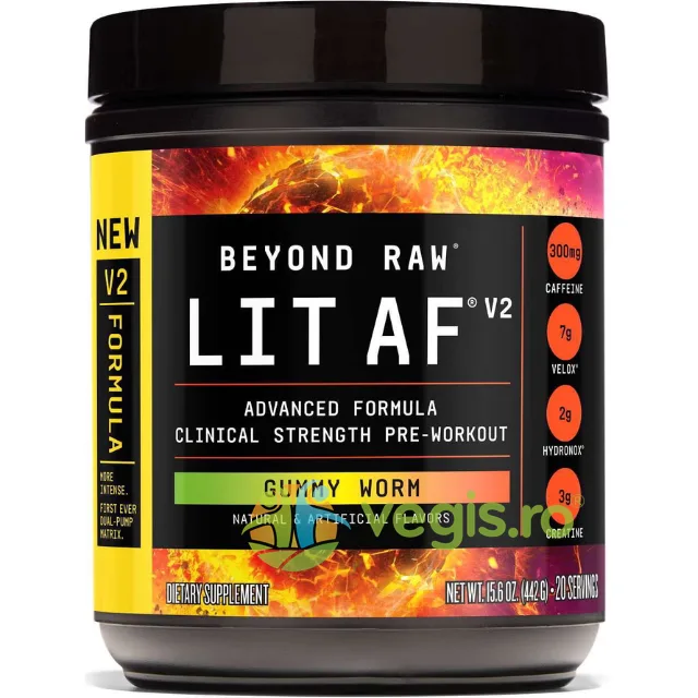 Formula Avansata de Pre-Workout cu Aroma de Jeleuri Lit Af V2  Beyond Raw 442g GNC — preț și oferte