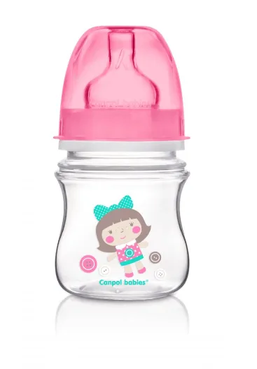 Canpol 35/220 Biberon anticolici gat larg 0-6 luni - Roz 120 ml CANPOL BABIES — preț și oferte