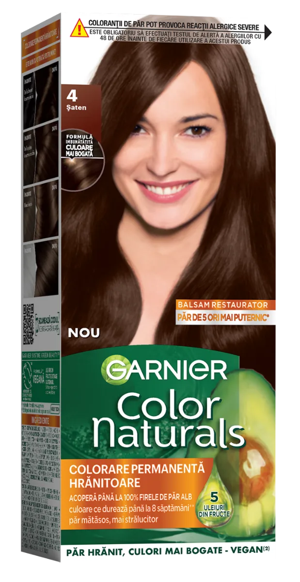Vopsea de par permanenta Color Naturals 4 Saten, 112ml, Garnier — preț și oferte