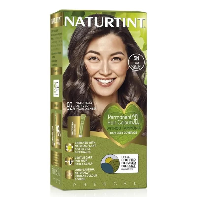 Vopsea de par permanenta 5N Light Chestnut Brown, 170 ml, Naturtint — preț și oferte