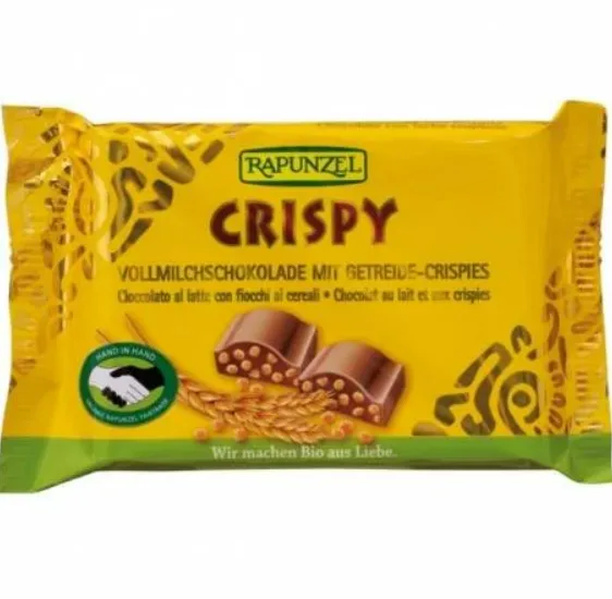 Ciocolata bio crocanta cu lapte integral, 100g, Rapunzel — preț și oferte