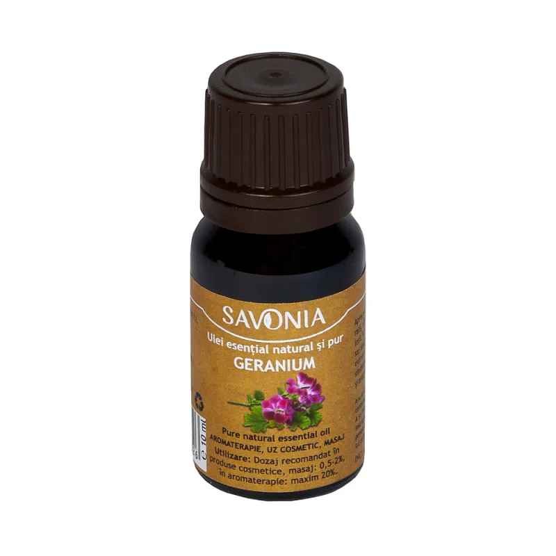 Ulei esential natural si pur de geranium, 10ml, Savonia — preț și oferte