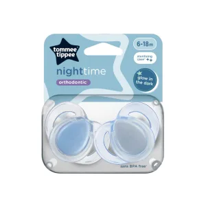 Suzeta ortodontica de noapte care lumineaza in intuneric pentru 6-18 luni, 2 bucati, Tommee Tippee