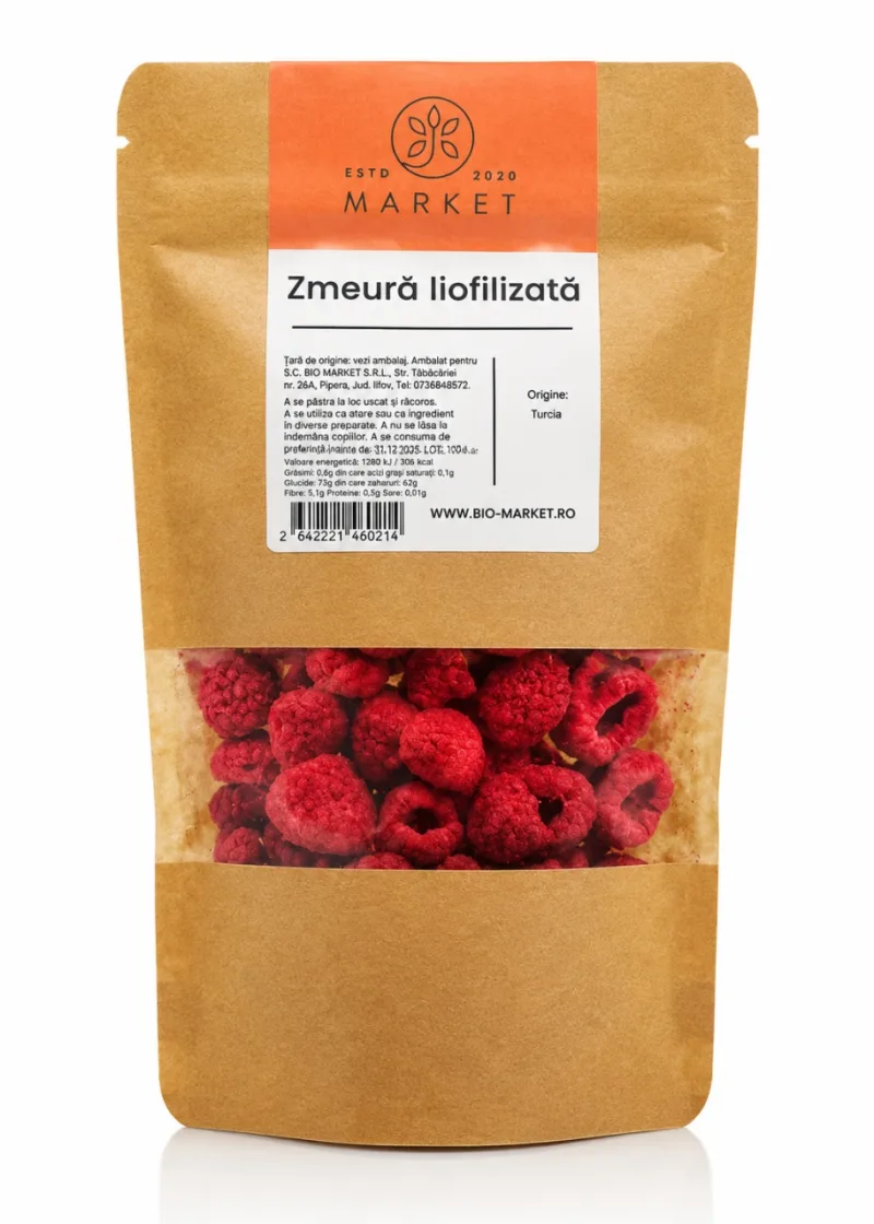 Zmeură liofilizată fără zahăr, 50 g, Bio-Market — preț și oferte