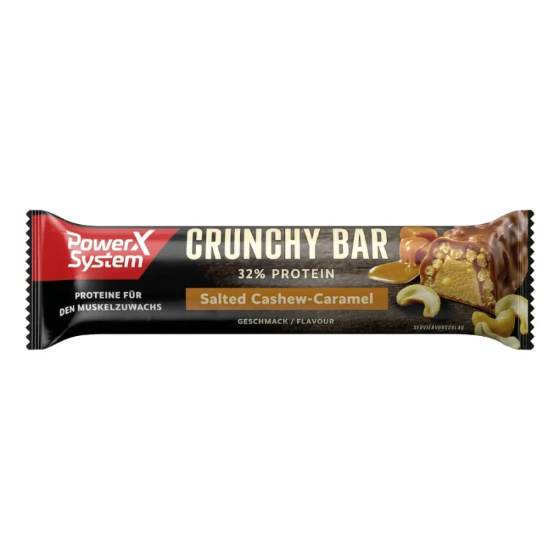 Baton proteic 32% cu aroma de caramel sarat si caju Crunchy Bar, 45g, PowerX System — preț și oferte
