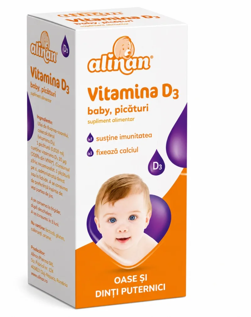 Vitamina D3 picaturi pentru copii Alinan, 10 ml, Fiterman FITERMAN PHARMA S.R.L. - ROMANIA — preț și oferte