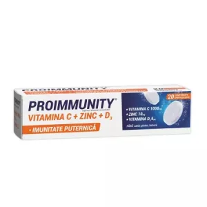 Proimmunity Vitamina C + Zinc + D3, 20 comprimate, Fiterman
