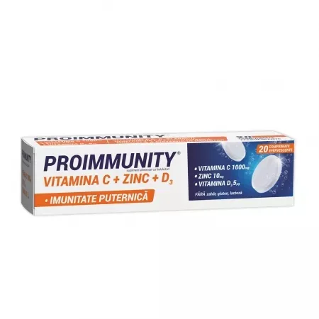 Proimmunity Vitamina C + Zinc + D3, 20 comprimate, Fiterman FITERMAN PHARMA S.R.L. - ROMANIA — preț și oferte