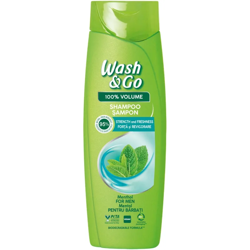 Sampon cu menthol, 360ml, Wash&Go — preț și oferte