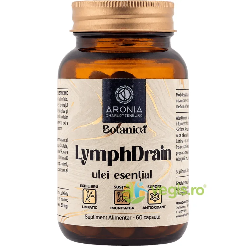 Lymph Drain Capsule cu 6 Uleiuri Esentiale pentru Retentia de Apa 60cps Aronia Charlottenburg — preț și oferte