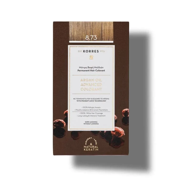 Vopsea de par Argan Oil 8.73, 50ml, Korres — preț și oferte