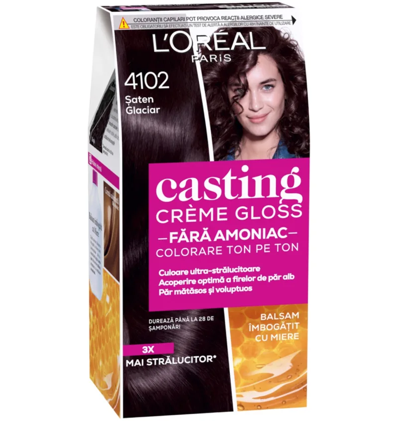 Vopsea de par semi-permanenta fara amoniac Casting Creme Gloss 4102 Saten Glaciar, 180ml, L'Oreal Paris — preț și oferte