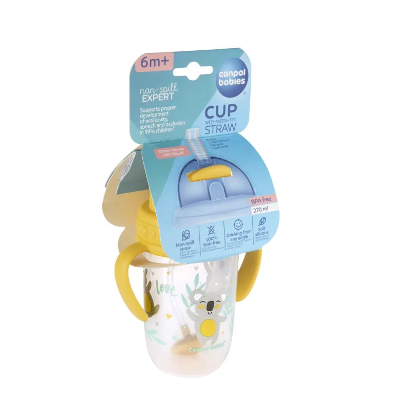 Cana anti-vasare cu pai Model Exotic 56/606_YEL, 270ml, Canpol babies — preț și oferte