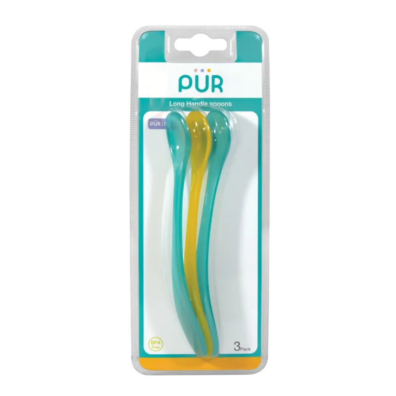 Set linguri cu maner lung verde +3 luni, 3 bucati, PUR — preț și oferte